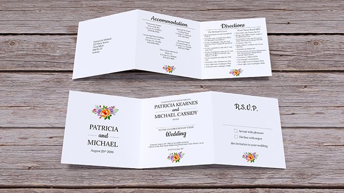 Floral Trifold Wedding Invites