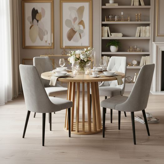 Tovo Extendable Round Dining Table Laminated 100-140cm