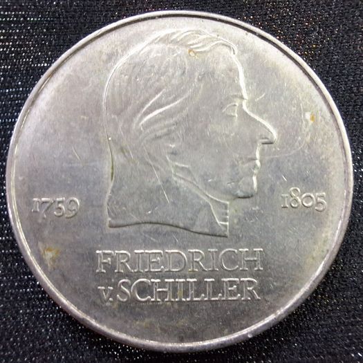 Germany GDR 20 Mark Commemorative Coin - Friedrich von Schiller 170th Anniversary 1972 - Mint A Berlin