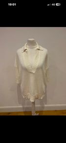 Massimo Dutti cream linen top size 10