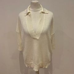Massimo Dutti cream linen top size 10