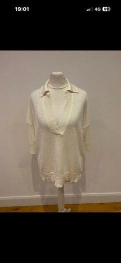 Massimo Dutti cream linen top size 10
