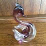 Art Glass Amethyst and Clear Glass Swan Image 2