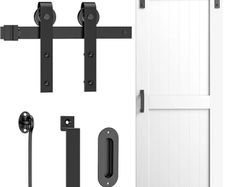 5FT/152cm Sliding Barn Door Hardware Track Kit, Flat Track System, Closet Rail, Sliding Door Track, J Shape Hanger