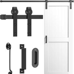 5FT/152cm Sliding Barn Door Hardware Track Kit, Flat Track System, Closet Rail, Sliding Door Track, J Shape Hanger