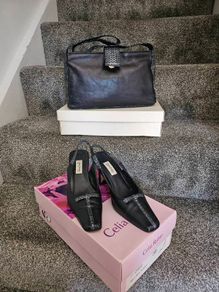 Fab Navy Leather Shoes & Bag