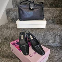 Fab Navy Leather Shoes & Bag