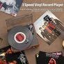 SPRING SALE | Bluetooth Record Player Belt-Driven 3-Speed Turntable, Vintage Vinyl Record Players Built-in Stereo Speakers, with Headphone Jack/Aux Input/RCA Line Out, Wooden Image 2