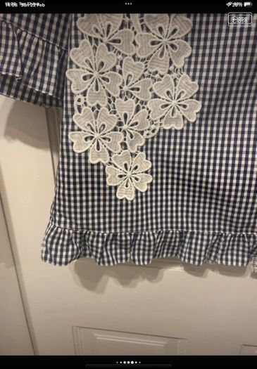 top Bnwt gingham navy & white short sleeved button back top Lenny .B size 1 (8-10)