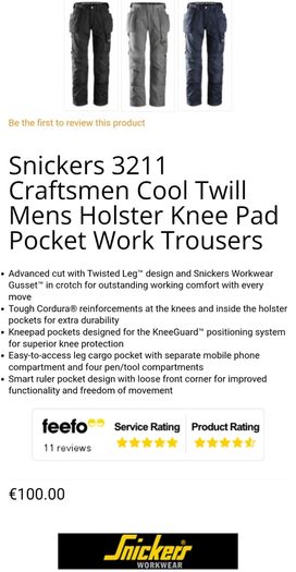 Snickers Work Trousers