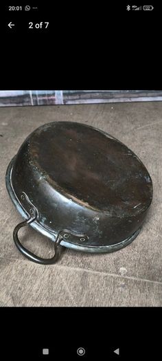 Large Antique Heavy Solid Copper Preserving Jam Pan (14")