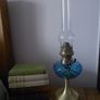 vintage French blue glass oil lamp works Image 6