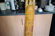 A Large Traditional Hand Carved Wood Shield Totem, Postage Available or collection, Measurements are in the photo's