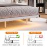 4ft6 Floating Double Bed Frame Upholstered Platform Bed with Storage Shelf Headboard,Charging Station/LED Lights,Metal Slat Support/Noise Free,No Box Spring Needed,135x190 Double Size,White Image 3