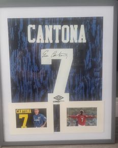 Signed FRAMED Cantona shirt