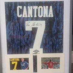 Signed FRAMED Cantona shirt