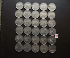 30 Irish 5 pence coins (1993-2000)