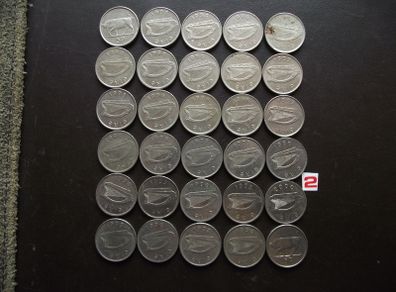 30 Irish 5 pence coins (1993-2000)