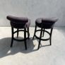 Pair of Bar Stools- Dark Grey Linen, Studded Image 2