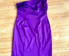 Apart Glamour Purple Satin One-Shoulder Occasion Dress - Size 14