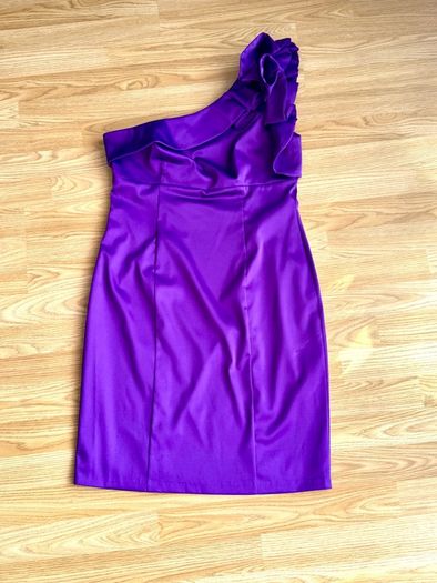 Apart Glamour Purple Satin One-Shoulder Occasion Dress - Size 14