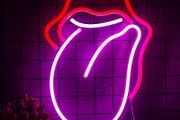 Lips Neon Sign Flame Red Lips Big Tongue Shape Neon Signs for Wall Decor, Red-Pink Neon Light for Bedroom, USB Power Led Neon Light Sign for Game Room,Pub Home,Bar,Club,Party,Gift