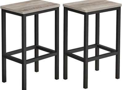 Set of 2 Bar Stools Kitchen Chairs Kitchen Living Room Dining Room Industrial Design Greige-Black