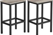 Set of 2 Bar Stools Kitchen Chairs Kitchen Living Room Dining Room Industrial Design Greige-Black