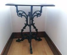 Wooden Table with Cast Iron Base