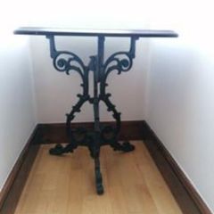 Wooden Table with Cast Iron Base
