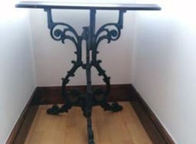 Wooden Table with Cast Iron Base