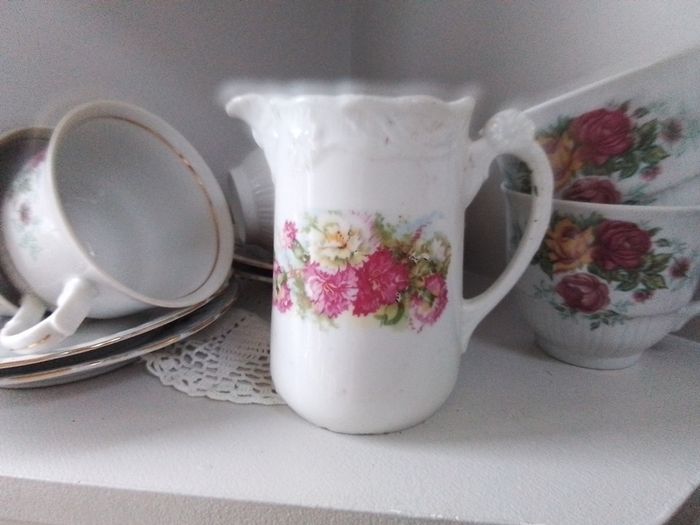 China Cups & Saucers + Lidded Sugar Bowl