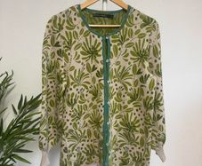 Green/Cream longline Cardigan Size Small
