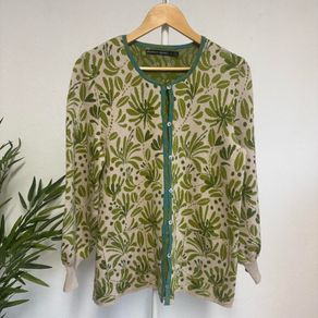 Green/Cream longline Cardigan Size Small