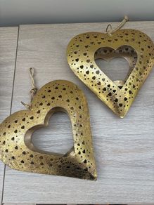 metal gold heart decorations