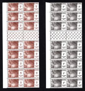 1966 Ireland Ballintubber Abbey Commemorative Stamps Block of 16 with Gutter Pairs Mint Never Hinged (MNH)