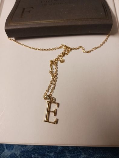 14 ct gold plated chain with E pendant