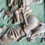 Vintage Aluminum Warrior Killing The Dragon Horseman Fighting With Dragon Reliev Figurine 9" X 7,5" Image 7