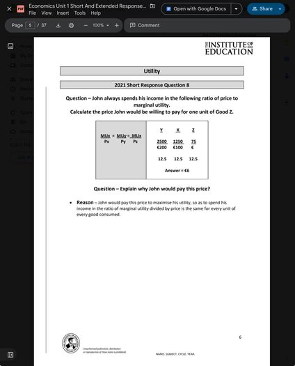 Leaving Cert Economics Institute Notes