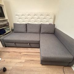 FRIHETEN Corner sofa-bed with storage, Skiftebo dark grey