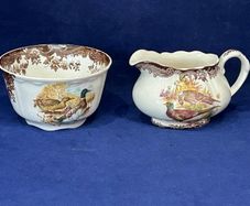 Royal Worcester Palissy Game Series Milk Jug and Sugar Bowl