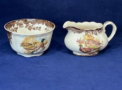 Royal Worcester Palissy Game Series Milk Jug and Sugar Bowl
