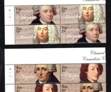 2009 Ireland Classic Composers Commemorative Stamps Plate Blocks 1A1A1A1A Mint Never Hinged (MNH)