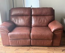 Brown Leather Power Recliner 2 Seater Sofa
