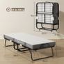 Folding single bed 200 x 80 cm with mattress, portable folding guest bed on casters, steel frame, white Image 5