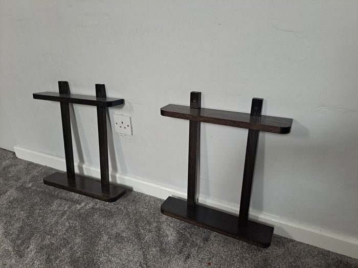 Handmade Ebonized Oak Decorative Shelves