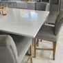 Grey upholstered Bar Stools with Oak Legs (x3) Image 3