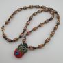 Vintage Venetain Style delicate Dotted Glass Beads & Old Face Glass Pendant Necklace Image 9