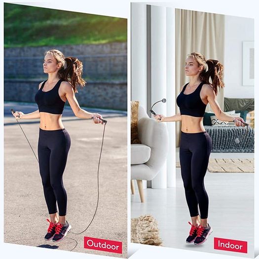 Skipping Rope Adult Fitness, Digital Speed Jump Rope with Counter [Ropeless for Indoor Use] for Women Men and Kids (FREE SHIPPING)