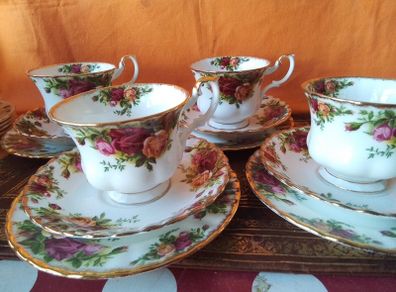 Four Good Royal Albert "Old Country Roses" Trio's